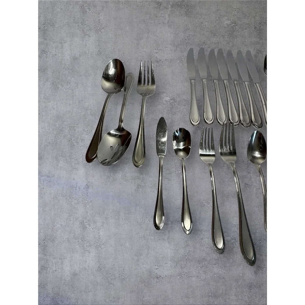 Oneida Flatware Set 23pc Silver Satin Sand Dune 18/10 Stainless